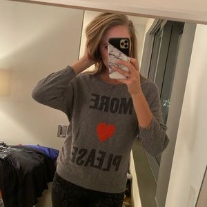 Rachel Roy Grey “More ❤️ Please” Graphic Sweater